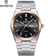 Fashion New Men Business Watch Leisure Quartz Stainless Steel Buckle Watches Waterproof Luminous Calendar Men'S Watches