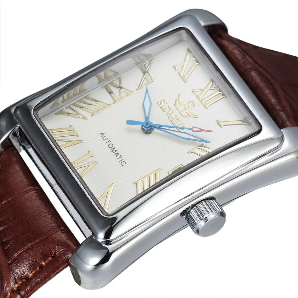 SEWOR Top Brand Luxury Men Watches Gold Rectangle Automatic Mechanical Watches for Men Classic Man Watches Relogio Masculino