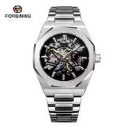 344D Fashion Skeleton Men'S Mechanical Watch Automatic Movement Pointer Night Light Steel Watch Advanced Men'S Clock