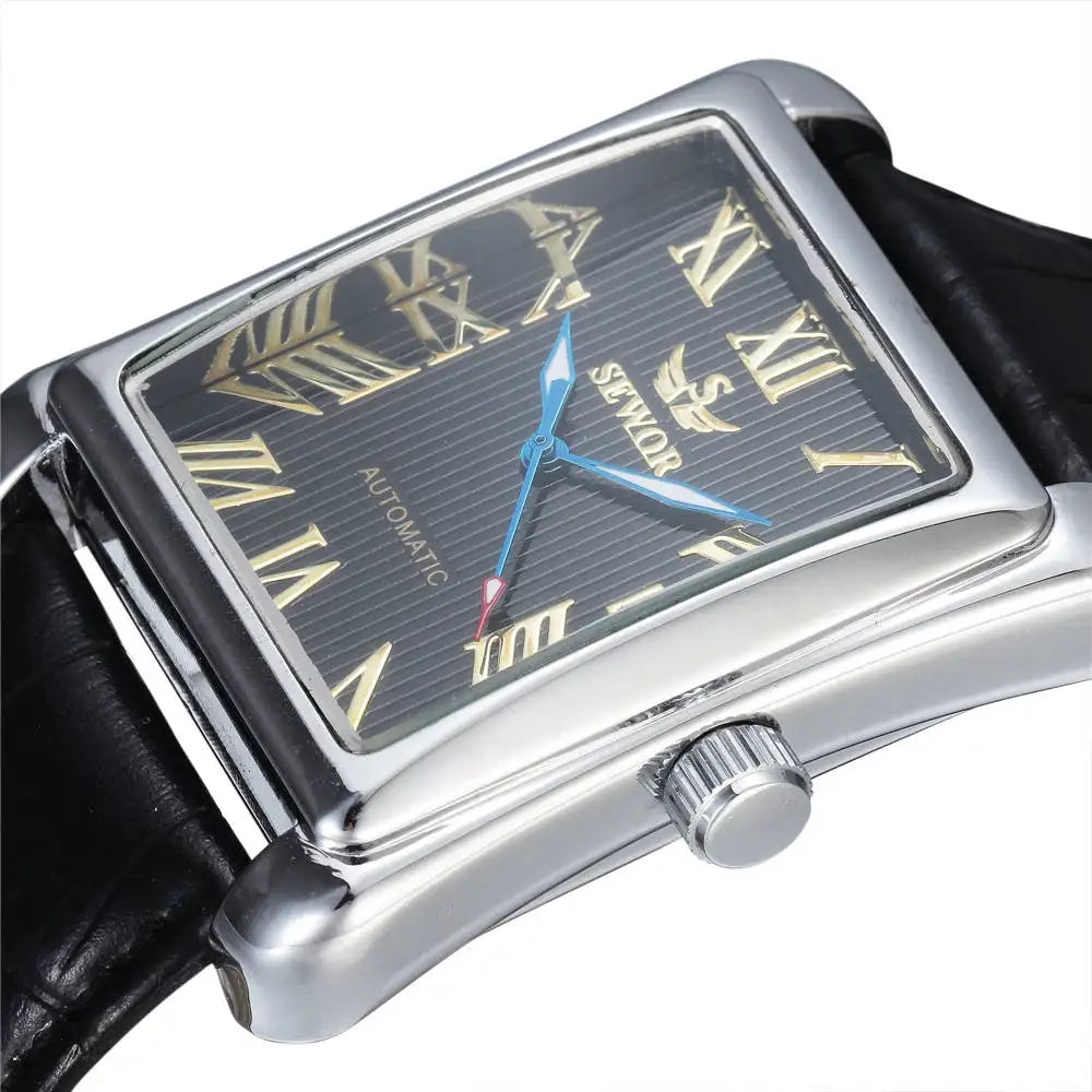 SEWOR Top Brand Luxury Men Watches Gold Rectangle Automatic Mechanical Watches for Men Classic Man Watches Relogio Masculino