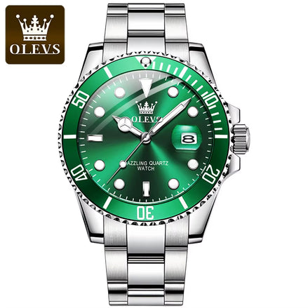 Top Original Men Quartz Watch Green Waterproof Watch for Men Stainless Steel Quartz Men Luxury Watch Luminous Wristwatch