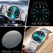 Fashion New Men Business Watch Leisure Quartz Stainless Steel Buckle Watches Waterproof Luminous Calendar Men'S Watches