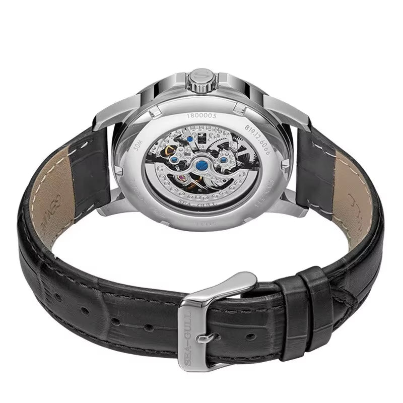 Seagull Men'S Automatic Mechanical Three-Hand Watch Simple Business Men'S Belt Waterproof Sapphire Watch Relogio Masculino 6066