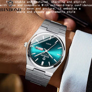Fashion New Men Business Watch Leisure Quartz Stainless Steel Buckle Watches Waterproof Luminous Calendar Men'S Watches