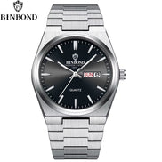 Fashion New Men Business Watch Leisure Quartz Stainless Steel Buckle Watches Waterproof Luminous Calendar Men'S Watches