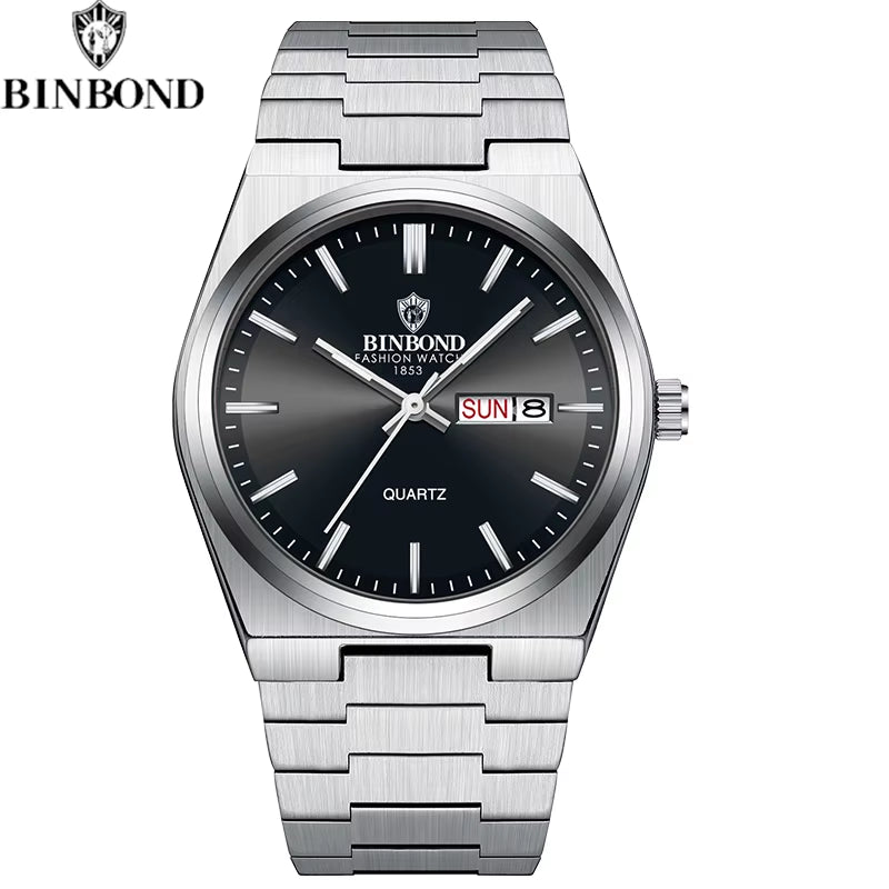 Fashion New Men Business Watch Leisure Quartz Stainless Steel Buckle Watches Waterproof Luminous Calendar Men'S Watches