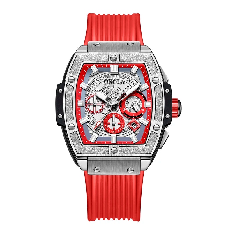 Tonneau Square Big Quartz Watch Man Lumious Chronograph Wristwatch Fashion Casual Style Luxury Man Watch Relogio Masculino