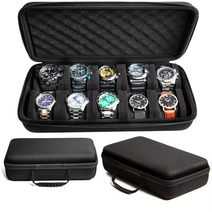 10 Slots Watch Storage Box Watch Zipper Travel Case Portable Watch Organizer Display Holder for Wristwatches and Smart Watches