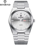 Fashion New Men Business Watch Leisure Quartz Stainless Steel Buckle Watches Waterproof Luminous Calendar Men'S Watches