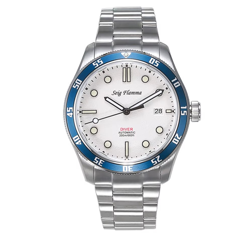 Vintage Diver Watch Men Automatic Mechanical Wristwatches 42Mm Sports Watch Retro Style NH35 Movement Luminous Clock Seig Flamma
