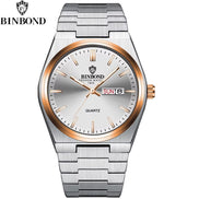 Fashion New Men Business Watch Leisure Quartz Stainless Steel Buckle Watches Waterproof Luminous Calendar Men'S Watches