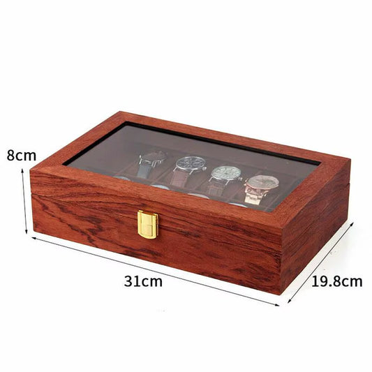 Nordic Minimalism 12 Slots Men Jewelry Storage Vintage Wooden Watch Box Display Organizer Caja Almacenamiento