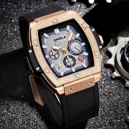 Tonneau Square Big Quartz Watch Man Lumious Chronograph Wristwatch Fashion Casual Style Luxury Man Watch Relogio Masculino