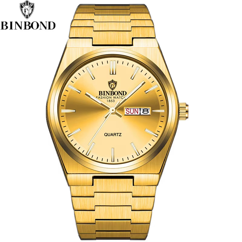 Fashion New Men Business Watch Leisure Quartz Stainless Steel Buckle Watches Waterproof Luminous Calendar Men'S Watches