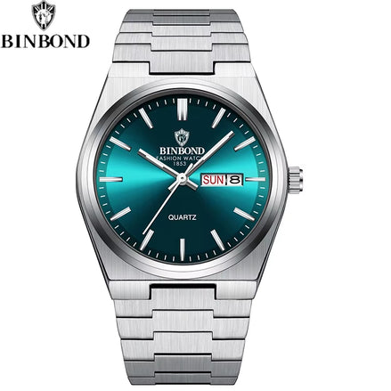 Fashion New Men Business Watch Leisure Quartz Stainless Steel Buckle Watches Waterproof Luminous Calendar Men'S Watches