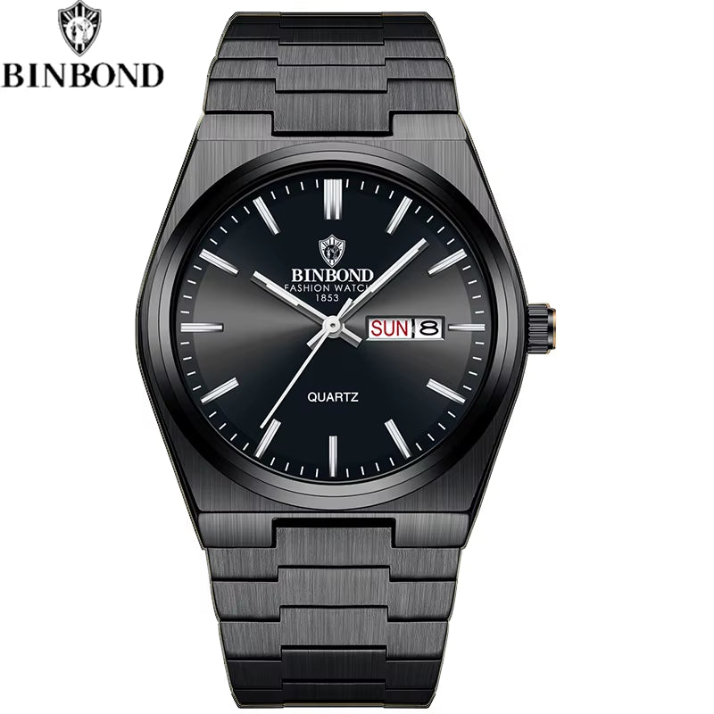 Fashion New Men Business Watch Leisure Quartz Stainless Steel Buckle Watches Waterproof Luminous Calendar Men'S Watches