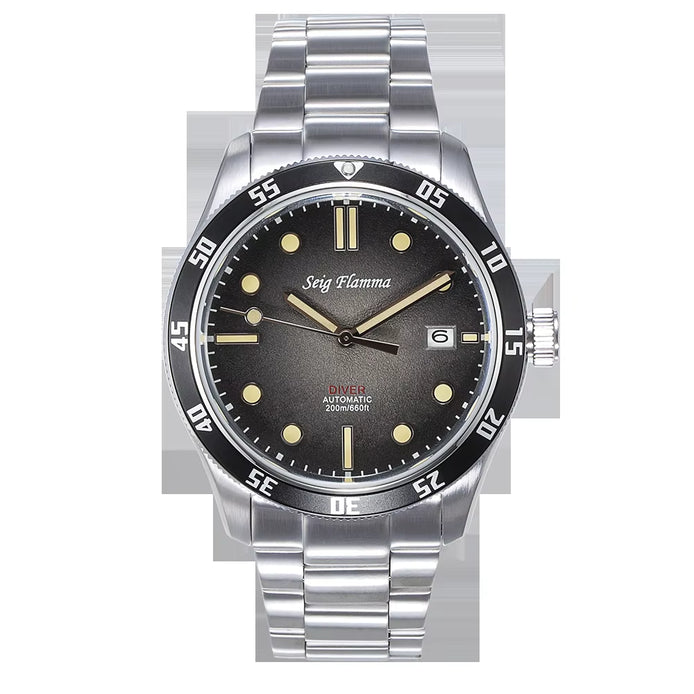 Vintage Diver Watch Men Automatic Mechanical Wristwatches 42Mm Sports Watch Retro Style NH35 Movement Luminous Clock Seig Flamma