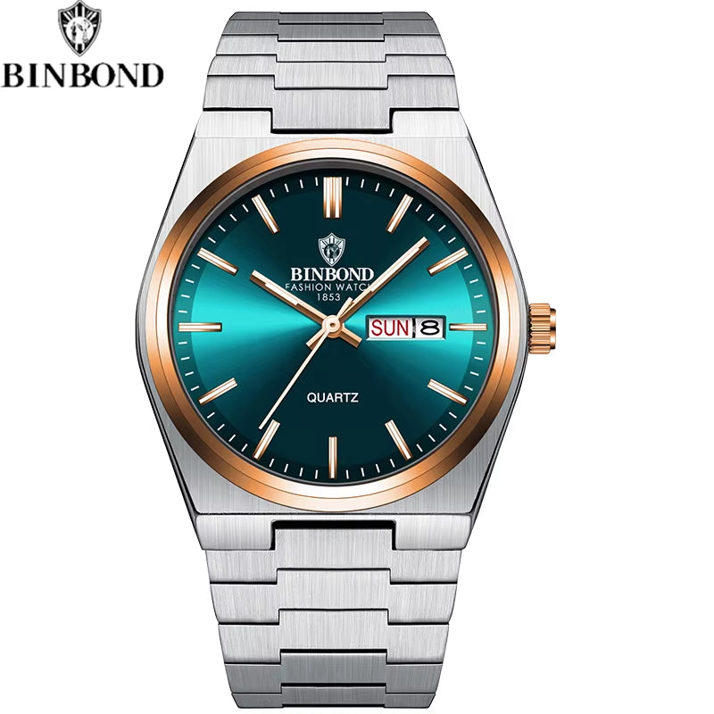 Fashion New Men Business Watch Leisure Quartz Stainless Steel Buckle Watches Waterproof Luminous Calendar Men'S Watches