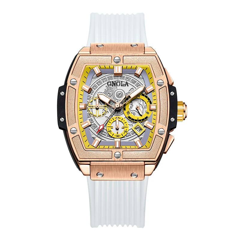 Tonneau Square Big Quartz Watch Man Lumious Chronograph Wristwatch Fashion Casual Style Luxury Man Watch Relogio Masculino